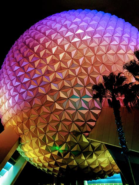 Epcot Spaceship Earth at night : r/pics