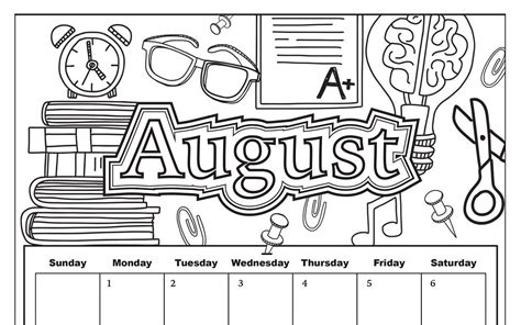 August Calendar Template Calendar Template Coloring P - vrogue.co