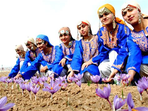 Kashmiri girls perform folk dance during Saffron Festival