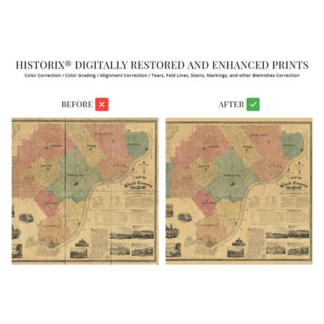 1875 Map of Clark County Indiana United States Wall Art Print ...