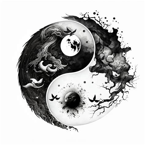 Yin Yang Tattoo Design White Background PNG File Download High Resolution - Etsy