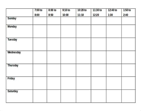 Microsoft Word Timetable Template - Free Word Template