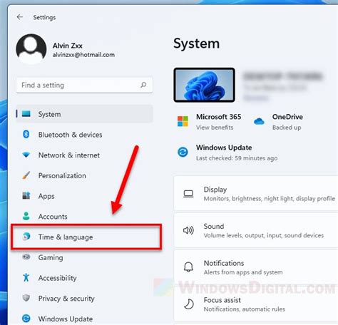 the system menu with an arrow pointing to it's windows 10 and 7 settings