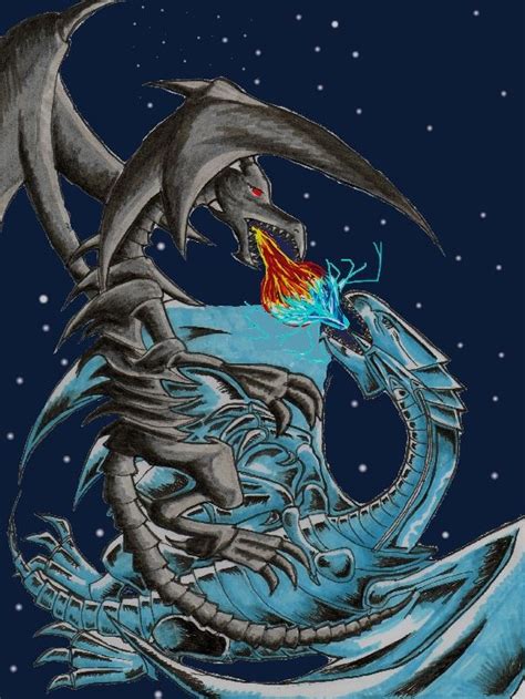 blue eyes white dragon and red eyes black dragon by taraforest | White ...