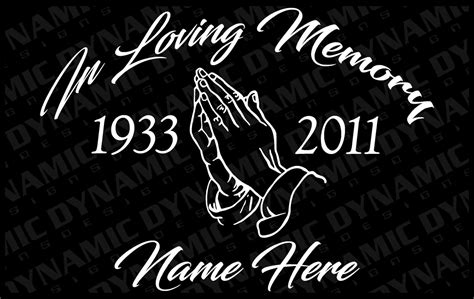 Custom In Loving Memory Praying Hands Vinyl Car Window Decal Sticker Name Rip - New for sale in ...