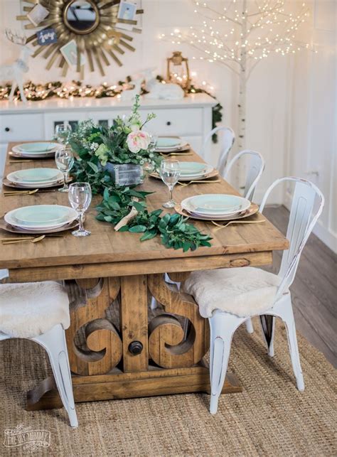 Two Neutral, Rustic Glam Christmas Table Ideas | The DIY Mommy | Rustic glam dining room ...