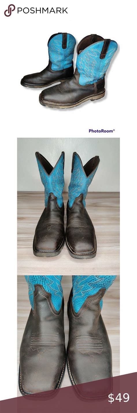 Ariat Groundbreaker Leather Turquoise Steel Toe Boots Men's 11.5EE NO ...