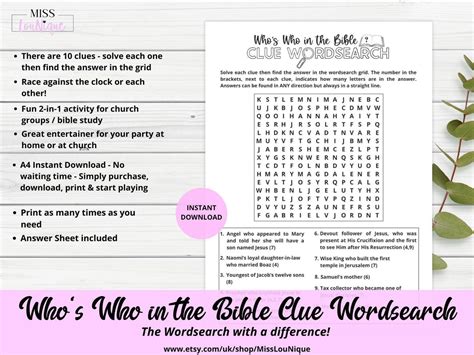 Bible Wordsearch Printable Bible Games for Adults and Youth - Etsy