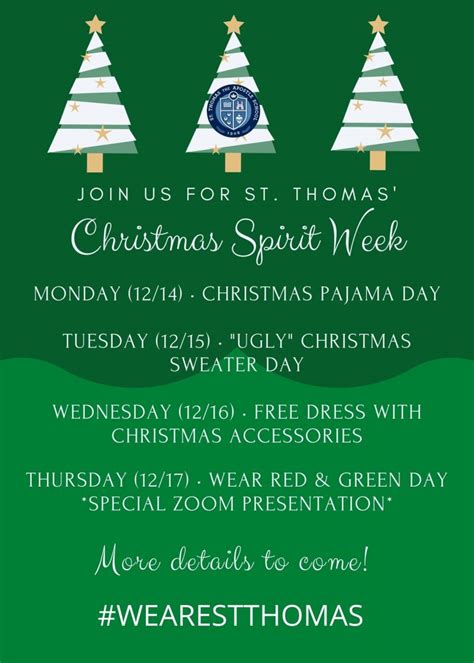 Christmas Spirit Week & Other Reminders | St. Thomas the Apostle School