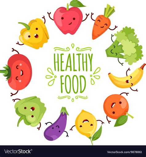 Healthy food cartoon representing Royalty Free Vector Image