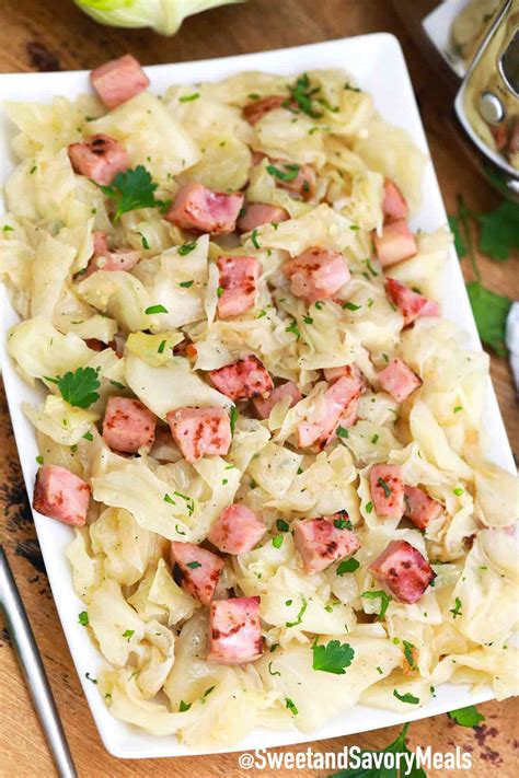 Slow Cooker Cabbage and Ham - Sweet and Savory Meals