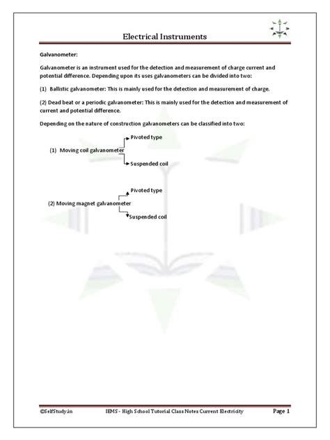 Electrical Instruments: Galvanometer | PDF | Magnetic Field ...