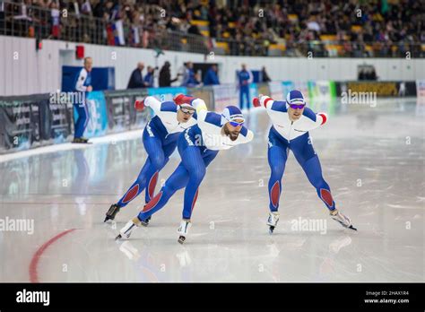 ISU European Speed Skating Championships. Athlete on ice. Classic speed skating or short track ...