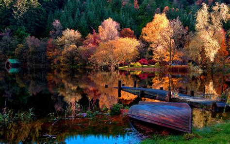 nature water lake reflection boat trees wallpaper - Coolwallpapers.me!