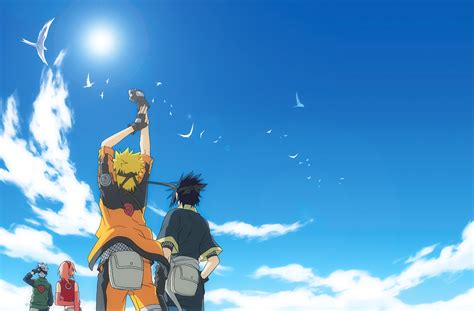 HD Wallpaper: Naruto and Friends Under the Bright Blue Sky