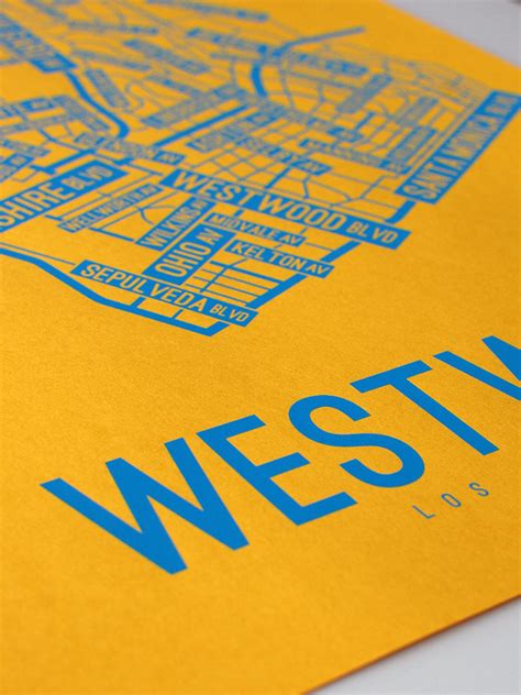 Westwood, Los Angeles Street Map Screen Print - School Street Posters