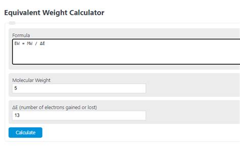 Equivalent Weight Calculator - Calculator Academy