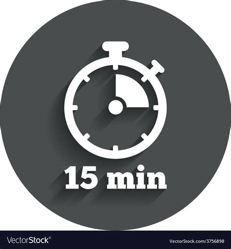 Timer sign icon 15 minutes stopwatch symbol Vector Image