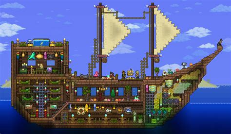 Terraria pirate ship | Terraria, Ideias de casas, Construção