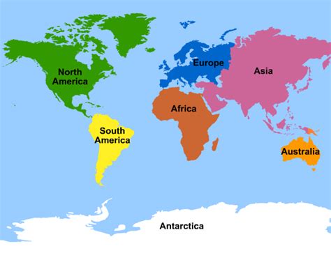 World Map Continents Oceans