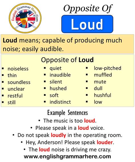 Opposite Of Loud, Antonyms of Loud, Meaning and Example Sentences Antonym opposite words contrad ...