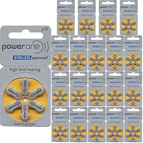 "Power One Zinc Air Hearing Aid Batteries, (Yellow), P10, 120 Count ...