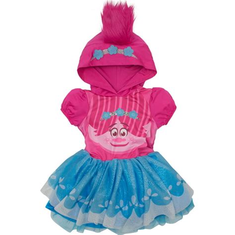 Trolls Poppy Toddler Girls' Costume Dress with Hood and Fur Hair, Pink and Blue, 2T - Walmart ...