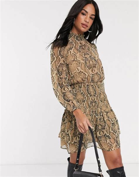 Snake Print Dress | Shirred waist dress, Snake print dress, Dresses