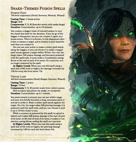 New Spells: Snake Poison — DND Unleashed: A Homebrew Expansion for 5th Edition Dungeons and Dragons