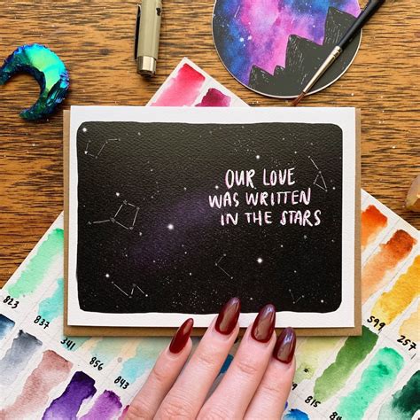 Our Love Was Written in the Stars Greeting Card Watercolor Galaxy Anniversary - Etsy