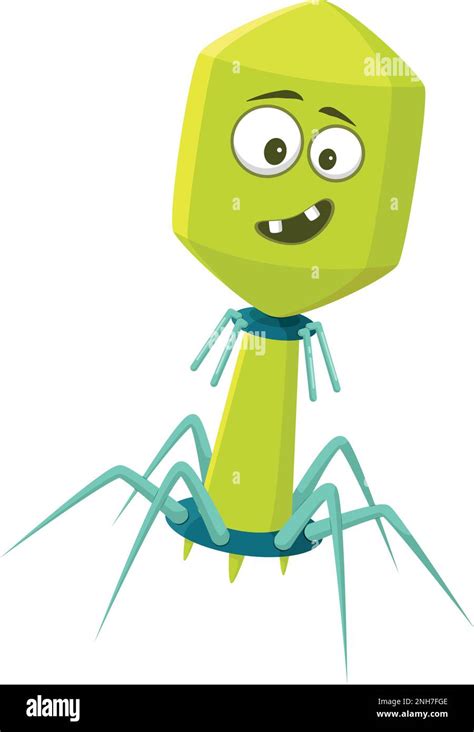 Vector illustration of a Bacteriophage Virus in cartoon style isolated on white background Stock ...