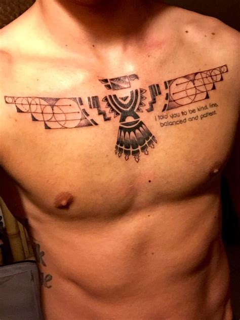 Thunderbird minimalistic chest tattoo for men. It hurt a little but it ...