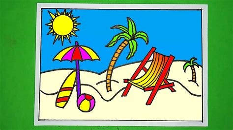 How to draw a Summer season Drawing Easy | Summer season scenery ...