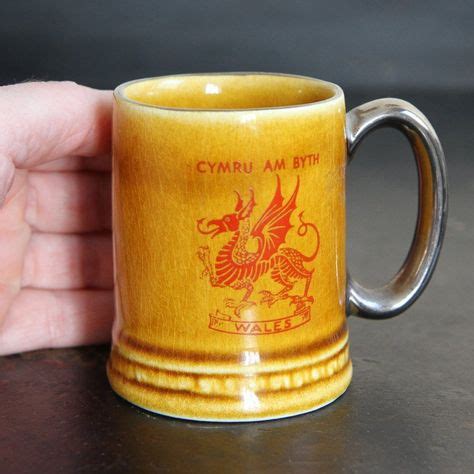 Red Dragon Painted Porcelain Mug, Flag of Wales Small Ceramic Mug ...