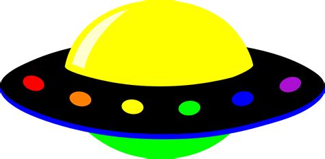 Neon Colorful Alien UFO - Free Clip Art