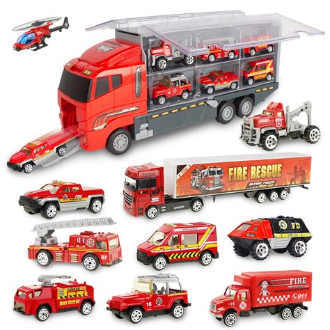 Buy Jenilily Fire Engine Trucks Toys for Boys Rescue Vehicle Car Set Children Kids Mini ...