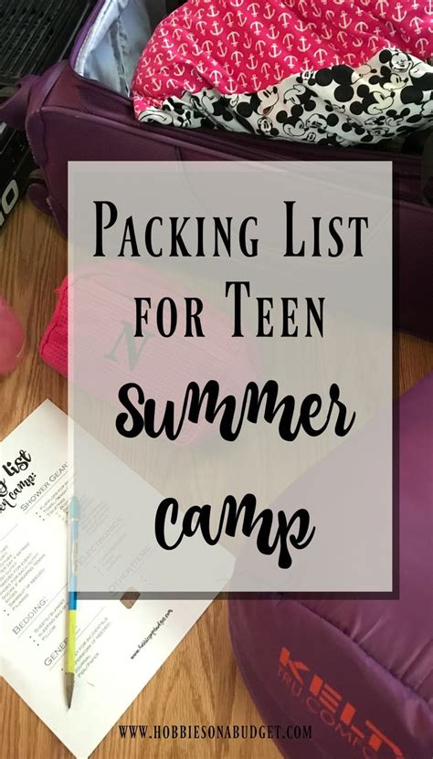 Packing List for Teen Camp - Hobbies on a Budget | Summer camp packing, Camping packing, Camping ...