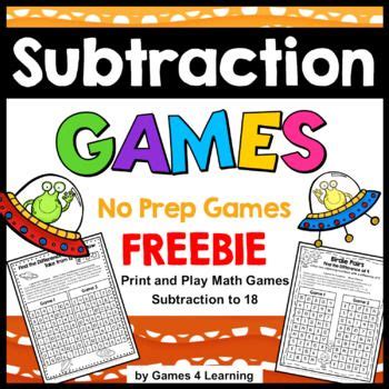 subtraction games for kids with no prep games, freebie and play math games