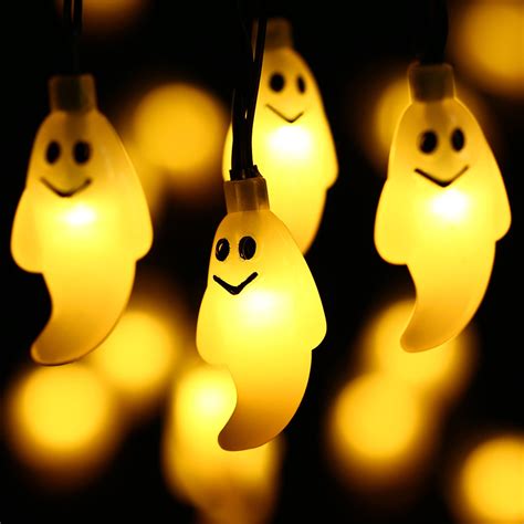 LUCKLED Halloween Solar Outdoor Lights, 30 Led Ghost Solar Lamp ...