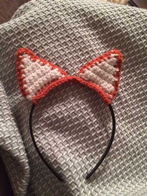 Crochet fox ears on a headband | Crochet fox, Crochet, Fox ears