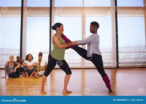 Friends and Dance Partners. a Group of People Practicing in a Dance ...