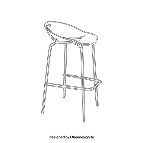 Plastic Bar Stool with Metal Legs black and white clipart vector free download