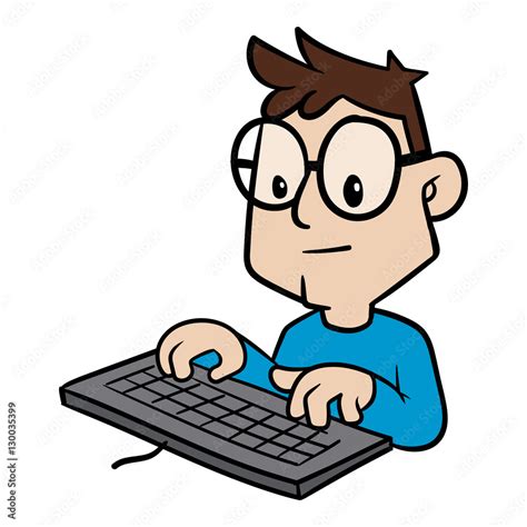 Cartoon Person Typing on Keyboard Vector Illustration Stock Vector ...