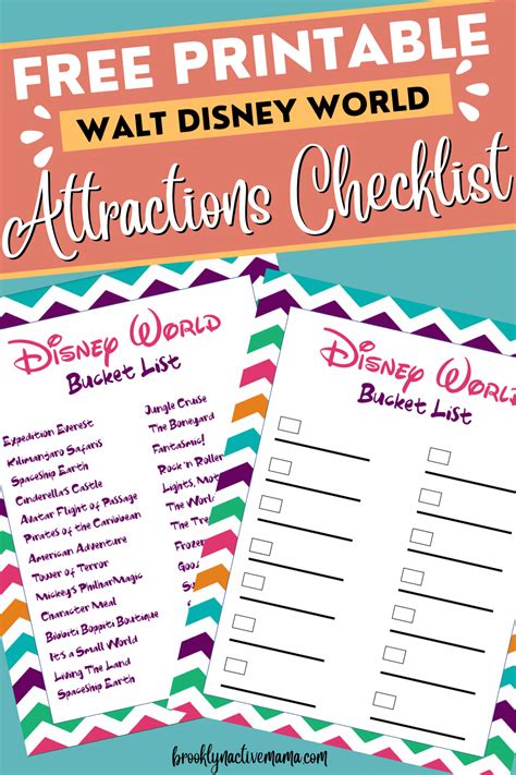 Free Printable Disney World Attractions Checklist