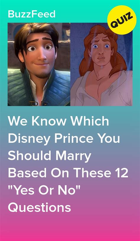 This "Yes Or No" Quiz Will Reveal Which Disney Prince You Should Marry | Disney princess quizzes ...