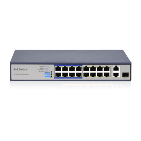 China 16 Port POE Switch 16 port 100Mbps PoE + 1 gigabit combo uplink and 1 gigabit uplink ...