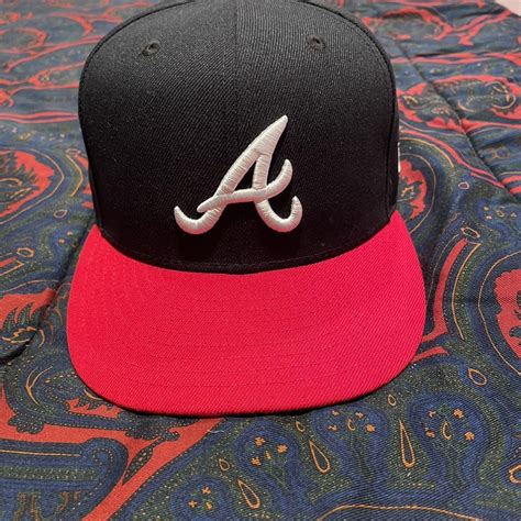 Atlanta Braves fitted hat Size 7 and 1/8 Never... - Depop