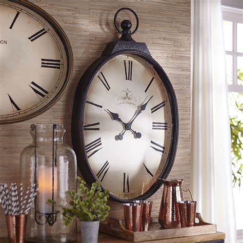 Antiqued Wall Clock - Noir | Big wall clocks, Oversized wall clock ...