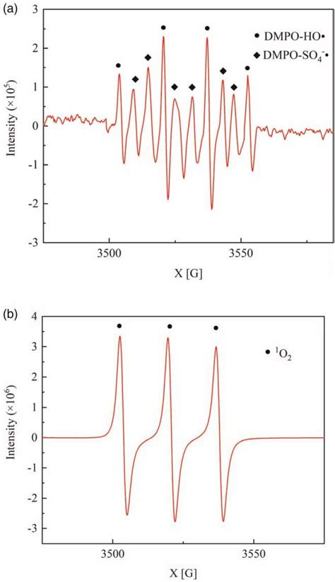 | EPR spectra at the reaction time of 10 min in the PS/Fe(II)/CA ...