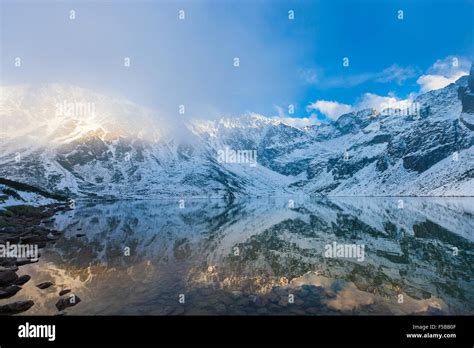 mountain lake in winter Stock Photo - Alamy